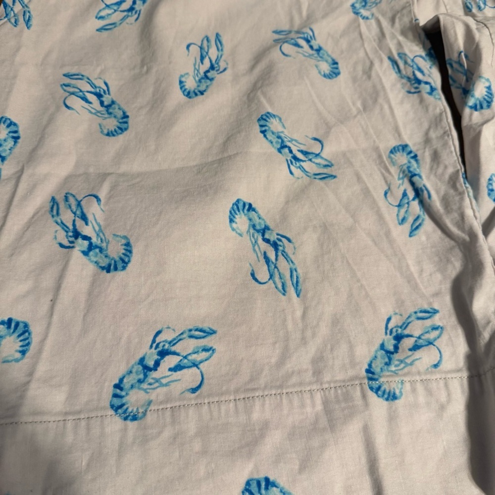 Maeve Anthropologie Colette Cropped Wide Leg Ivory Pants Blue Lobster Print 16W - Picture 6 of 15